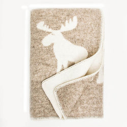 Double Weave Wool Blanket - Moose - Oatmeal - 200cm x 130cm