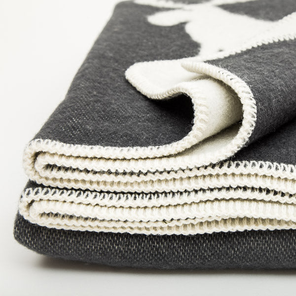 Double Weave Wool Blanket - Moose - Charcoal Grey - 200cm x 130cm - Close up