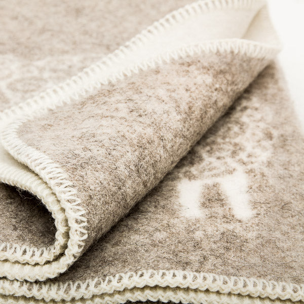 Double Weave Wool Blanket - Sheep - Oatmeal - 200cm x 130cm - Close up