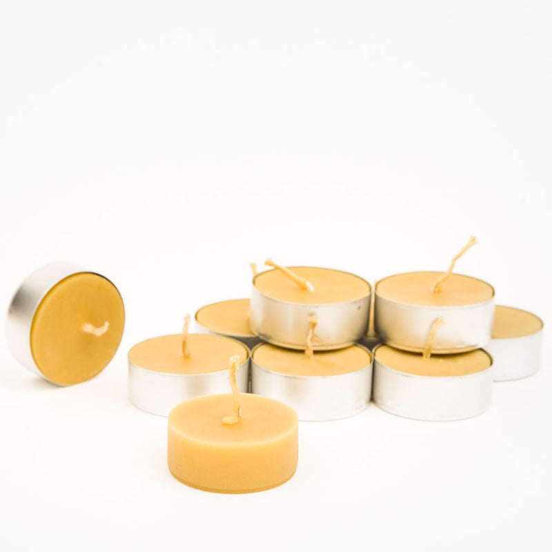 Large Beeswax Tea Candles in a Recycled Card Box