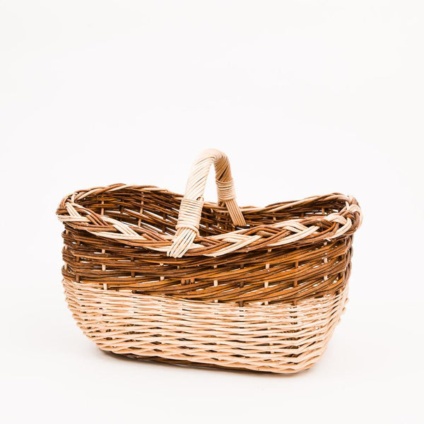 Short Handled Copper Willow Pleat Shopper - Handmade Willow Basket