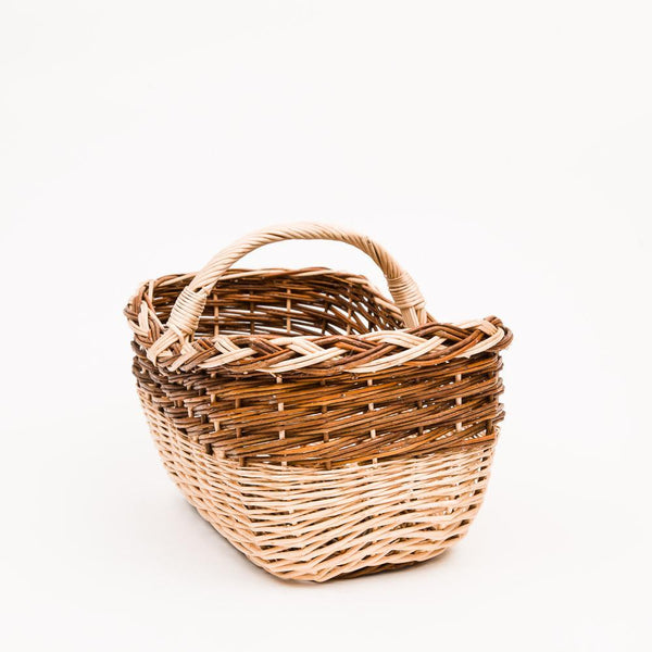 Short Handled Copper Willow Pleat Shopper - Handmade Willow Basket