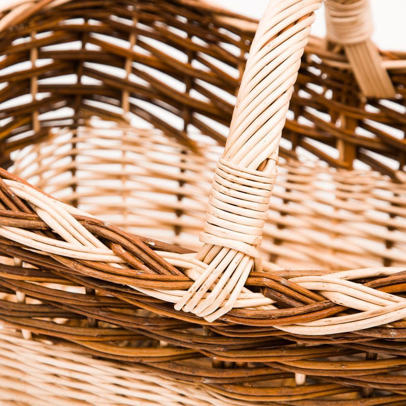 Short Handled Copper Willow Pleat Shopper - Handmade Willow Basket