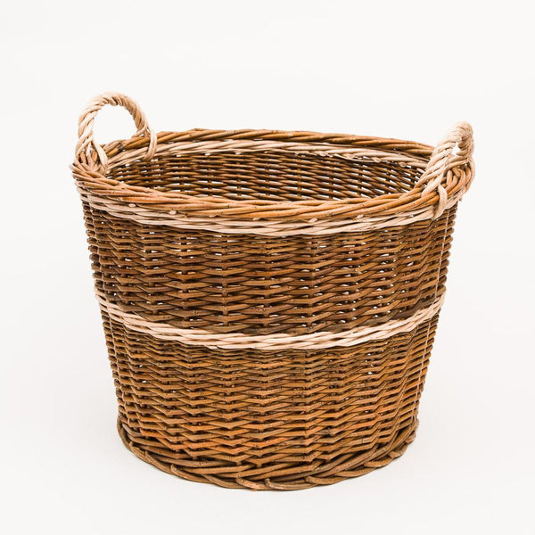 Traditional Green Willow Log Basket - Handmade Willow Basket