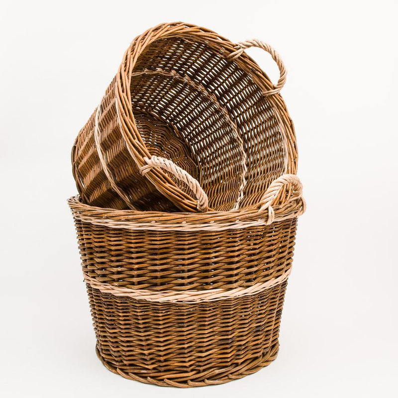 Traditional Green Willow Log Basket - Handmade Willow Basket