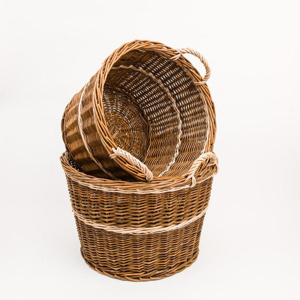 Traditional Green Willow Log Basket - Handmade Willow Basket