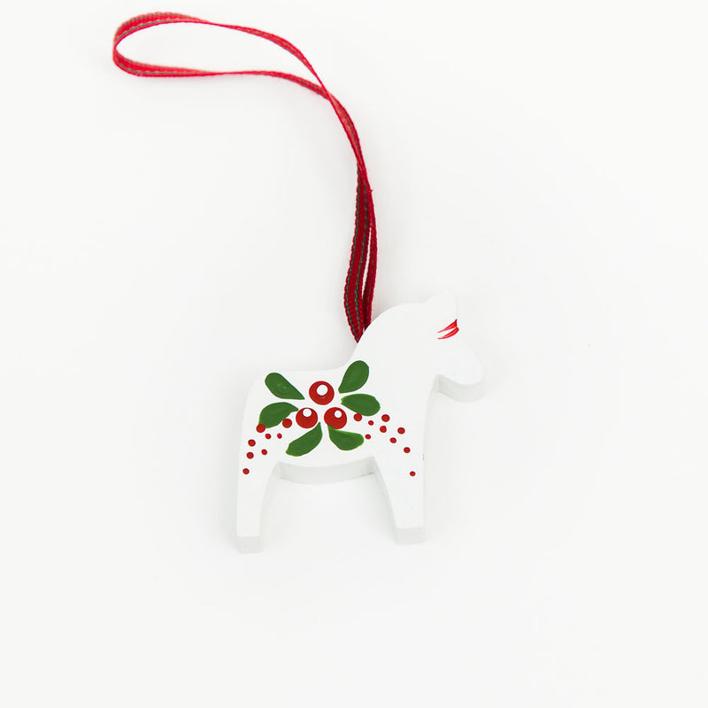 Painted White Dala Horse Decoration