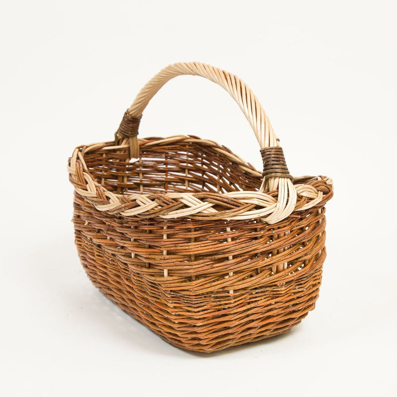 Long Handled Copper Willow Shopper - Handmade Willow Basket