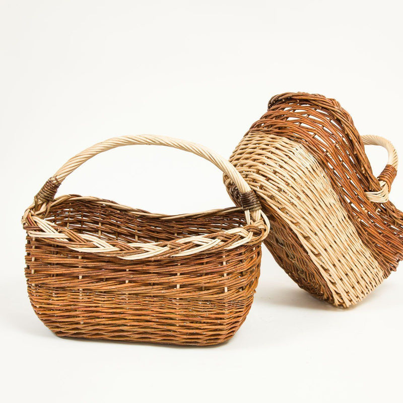 Long Handled Copper Willow Shopper - Handmade Willow Basket