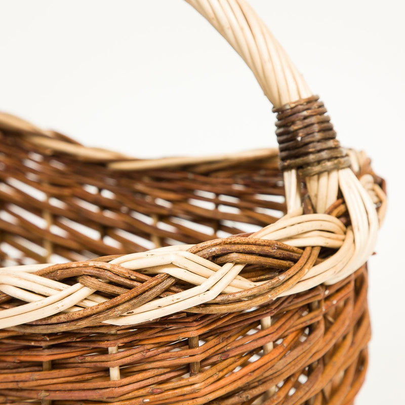 Long Handled Copper Willow Shopper - Handmade Willow Basket