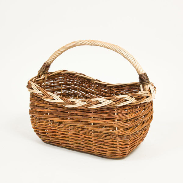 Long Handled Copper Willow Shopper - Handmade Willow Basket
