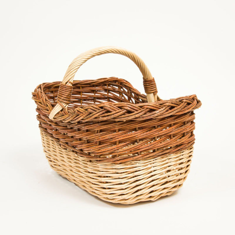 Short Handled Copper Willow Stripe Shopper - Handmade Willow Basket