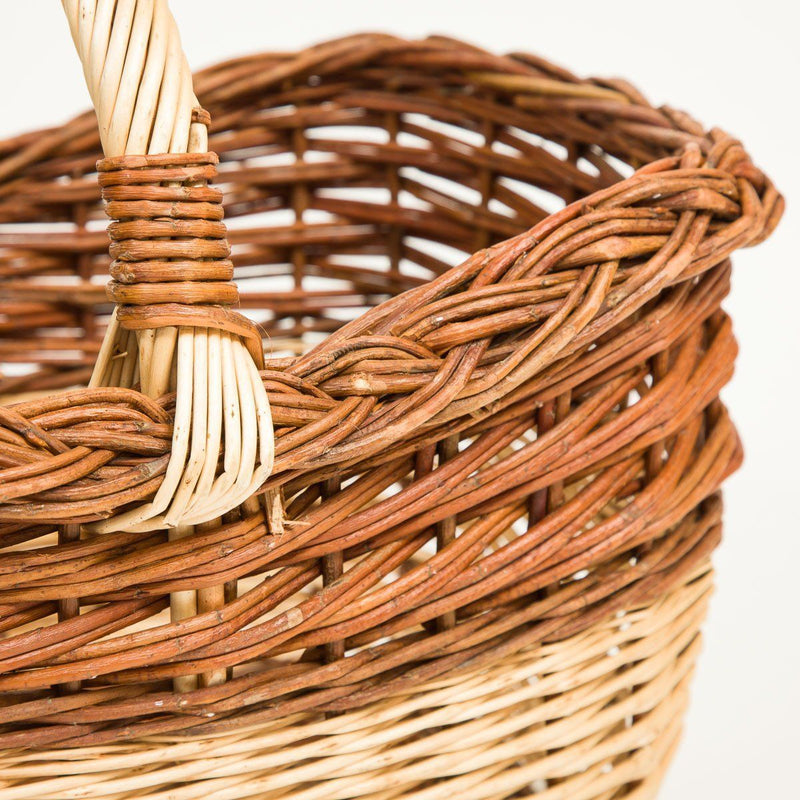 Short Handled Copper Willow Stripe Shopper - Handmade Willow Basket