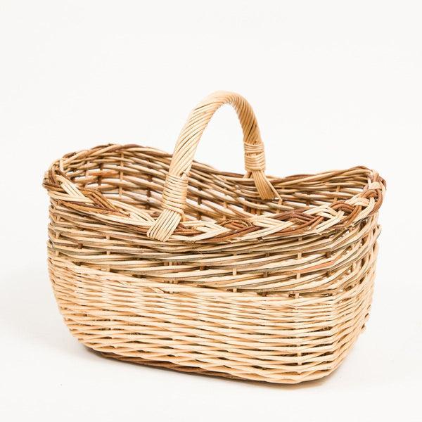 Short Handled French Willow Shopper - Handmade Willow Basket